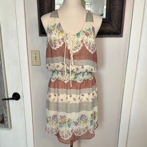 Free people Floral Striped Sleeveless Dress